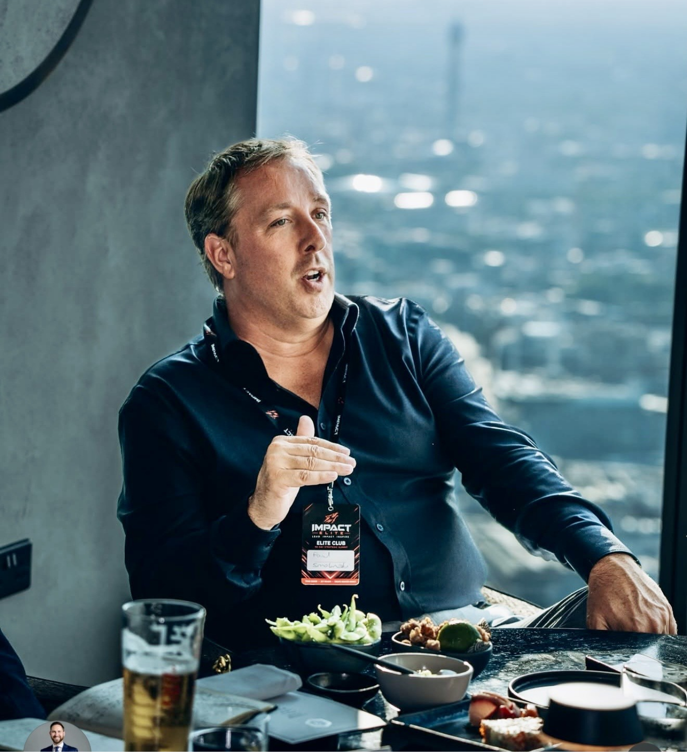 Paul Smolinski in conversation at a private event